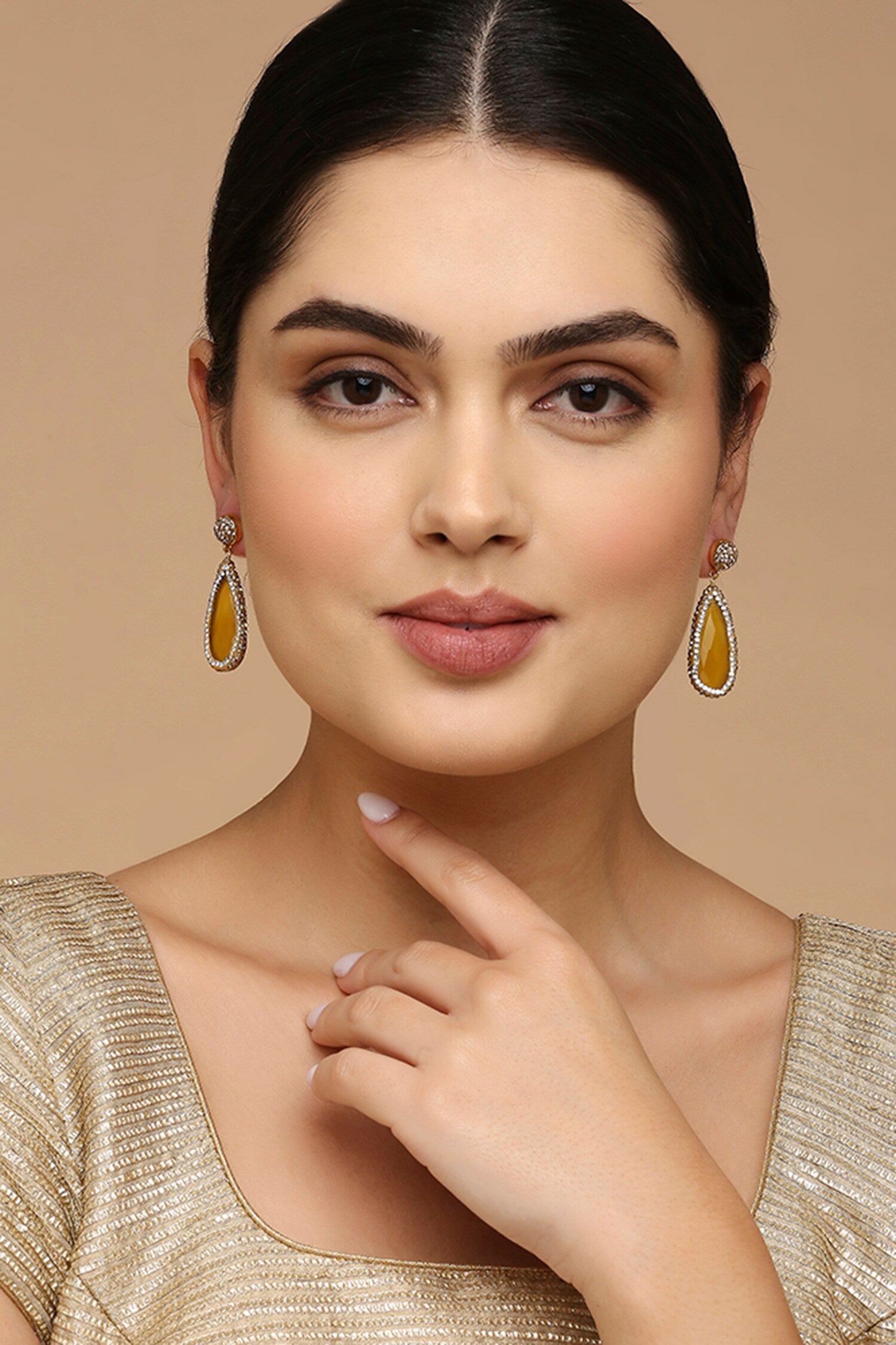 Stone Embellished Drop Earrings 