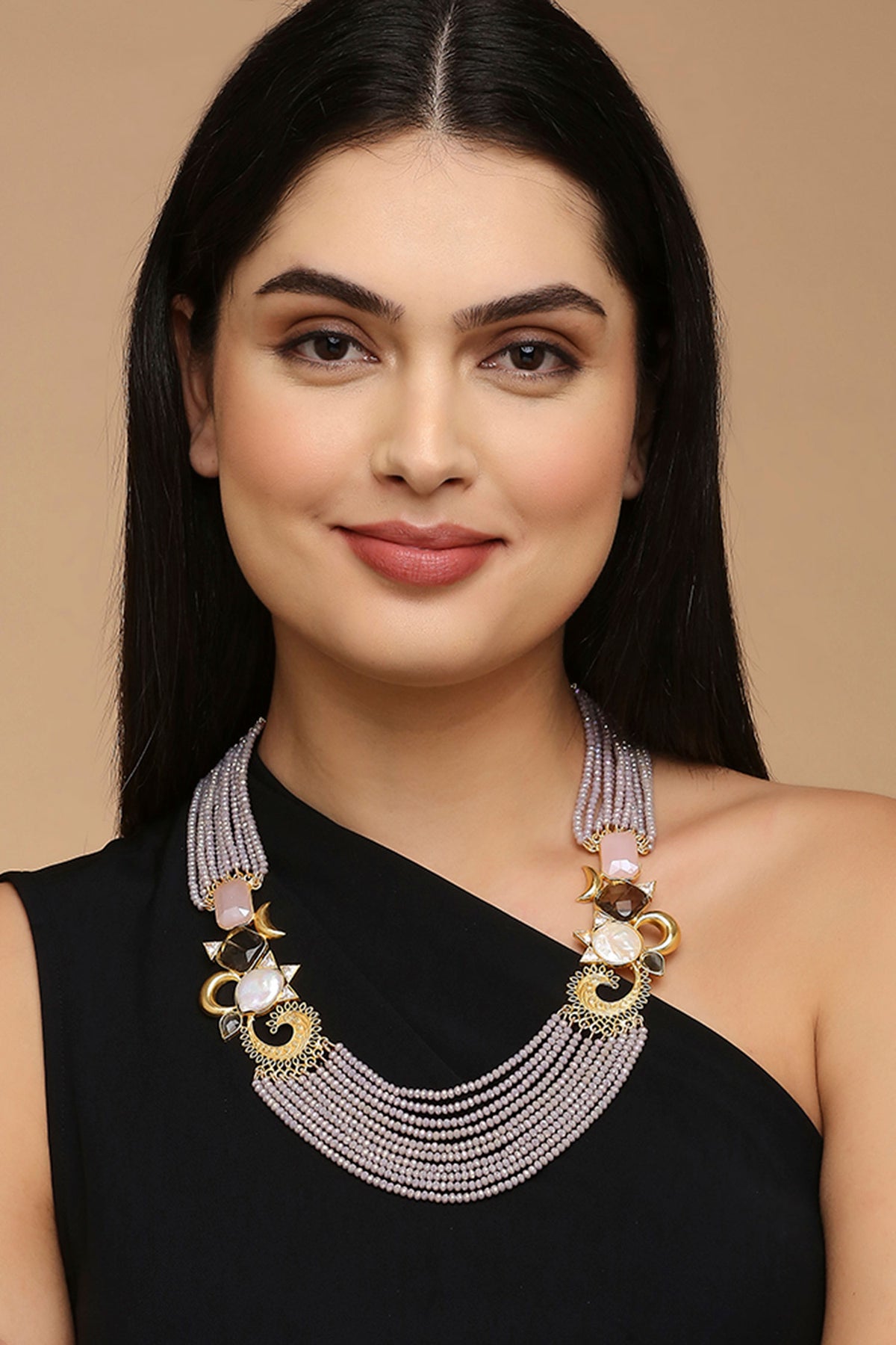 Multi Layered Crystal Bead Necklace 
