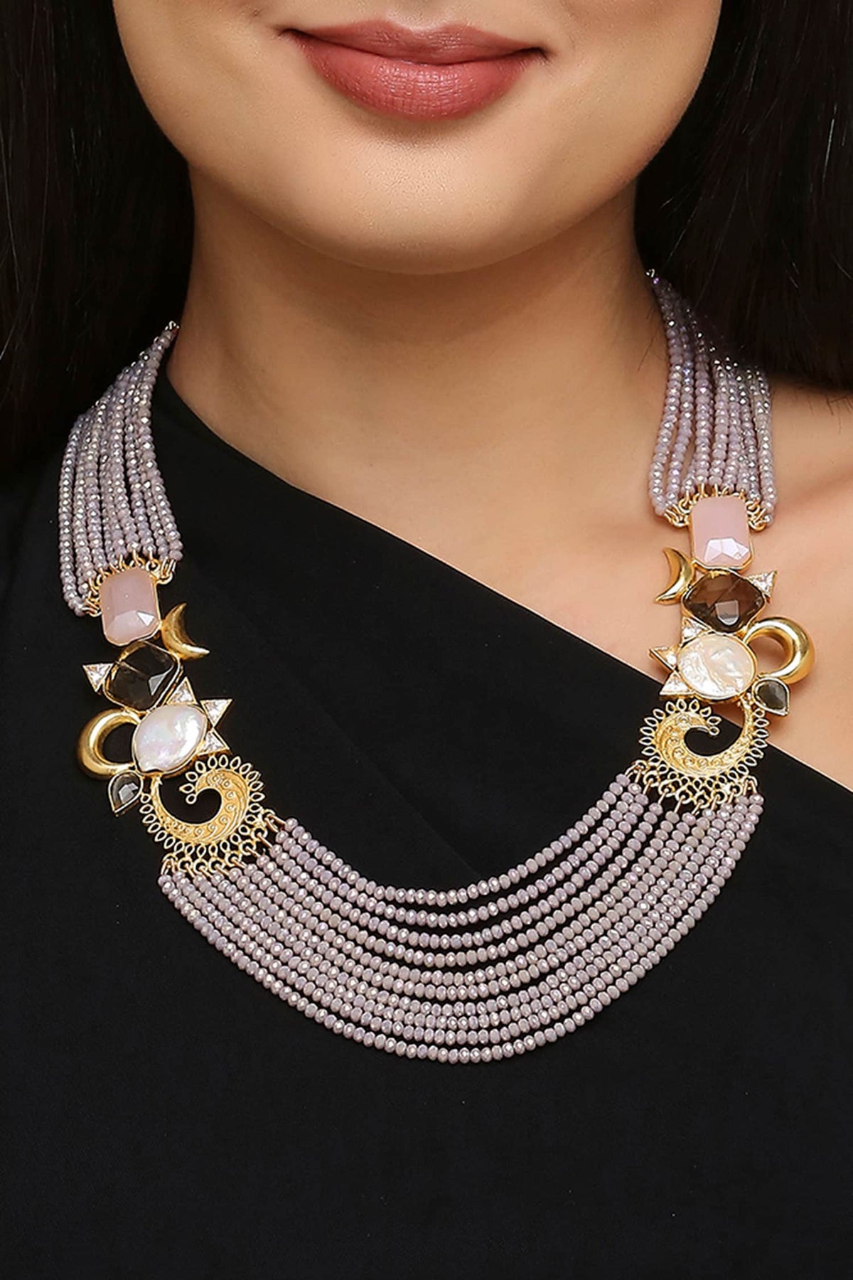 Multi Layered Crystal Bead Necklace 