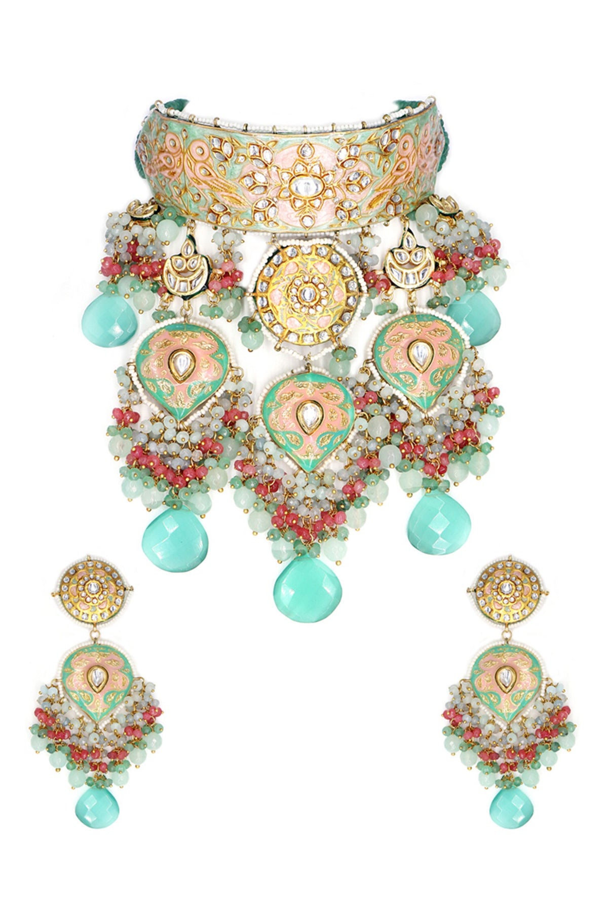 Kundan Embellished Choker Necklace Set 