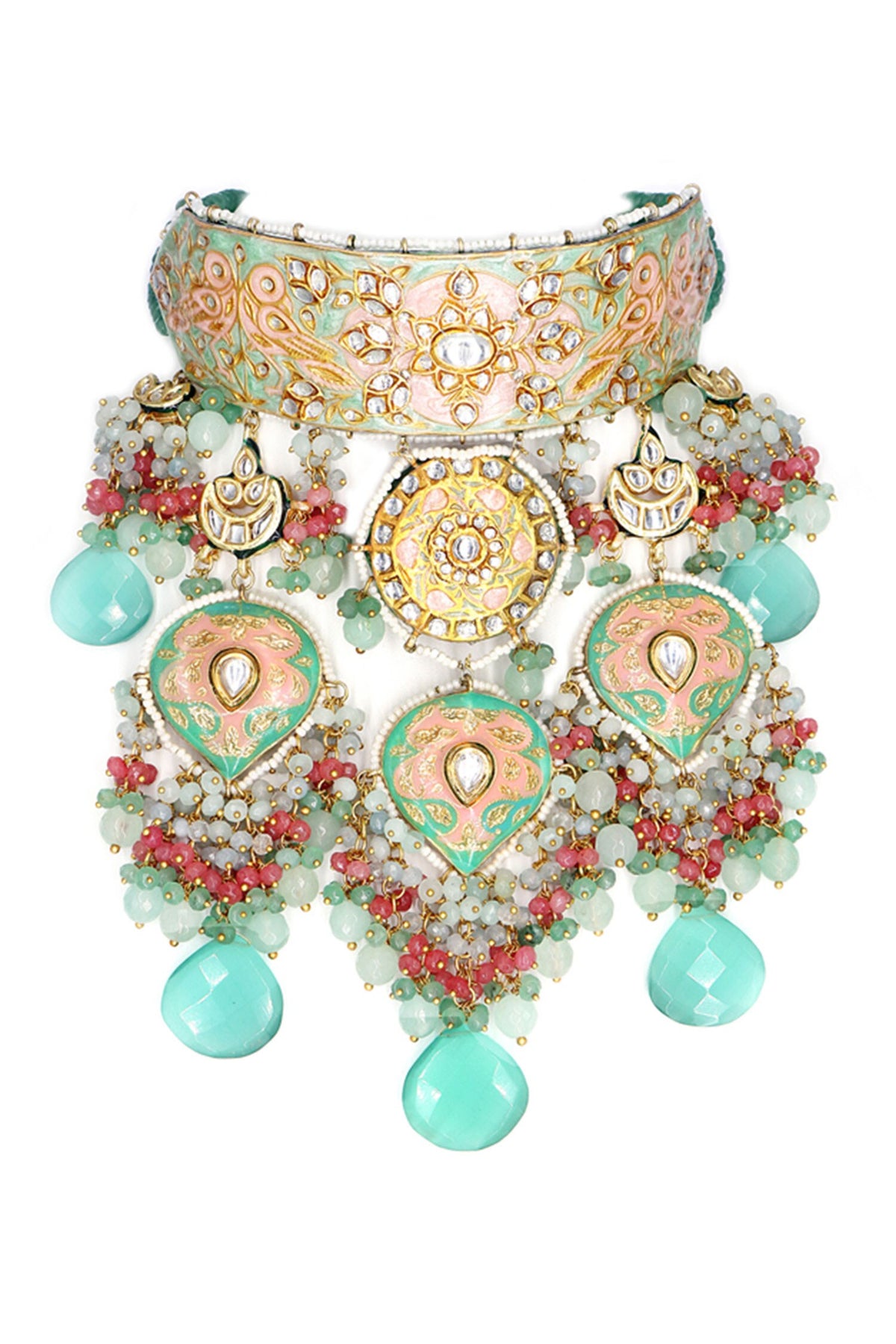 Kundan Embellished Choker Necklace Set 