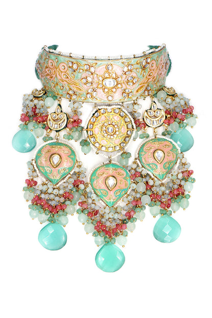 Kundan Embellished Choker Necklace Set 