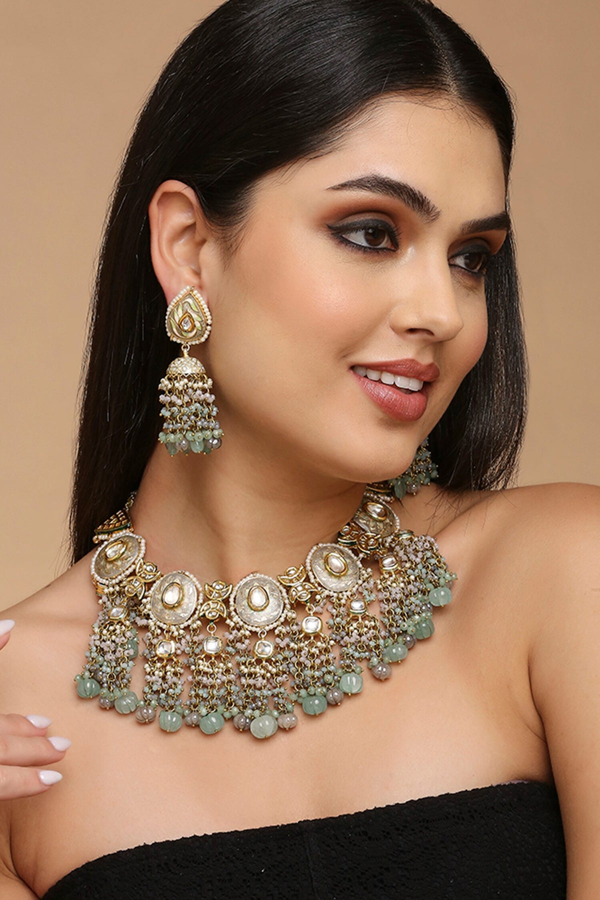 Tassel Drop Embellished Choker Set 