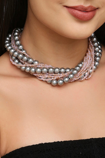 Glass Pearl Twisted Choker 