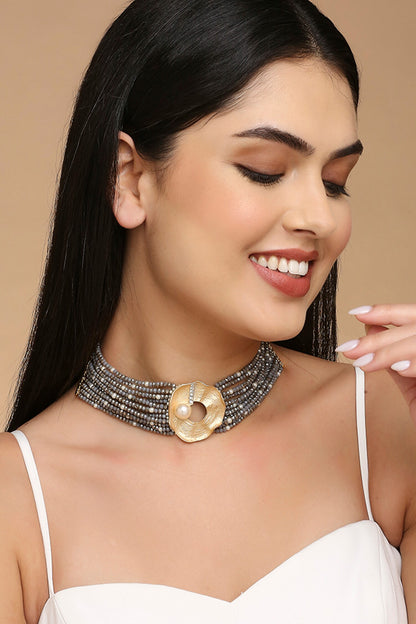 Abstract Brooch Choker 