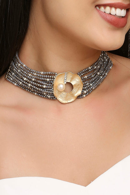 Abstract Brooch Choker 