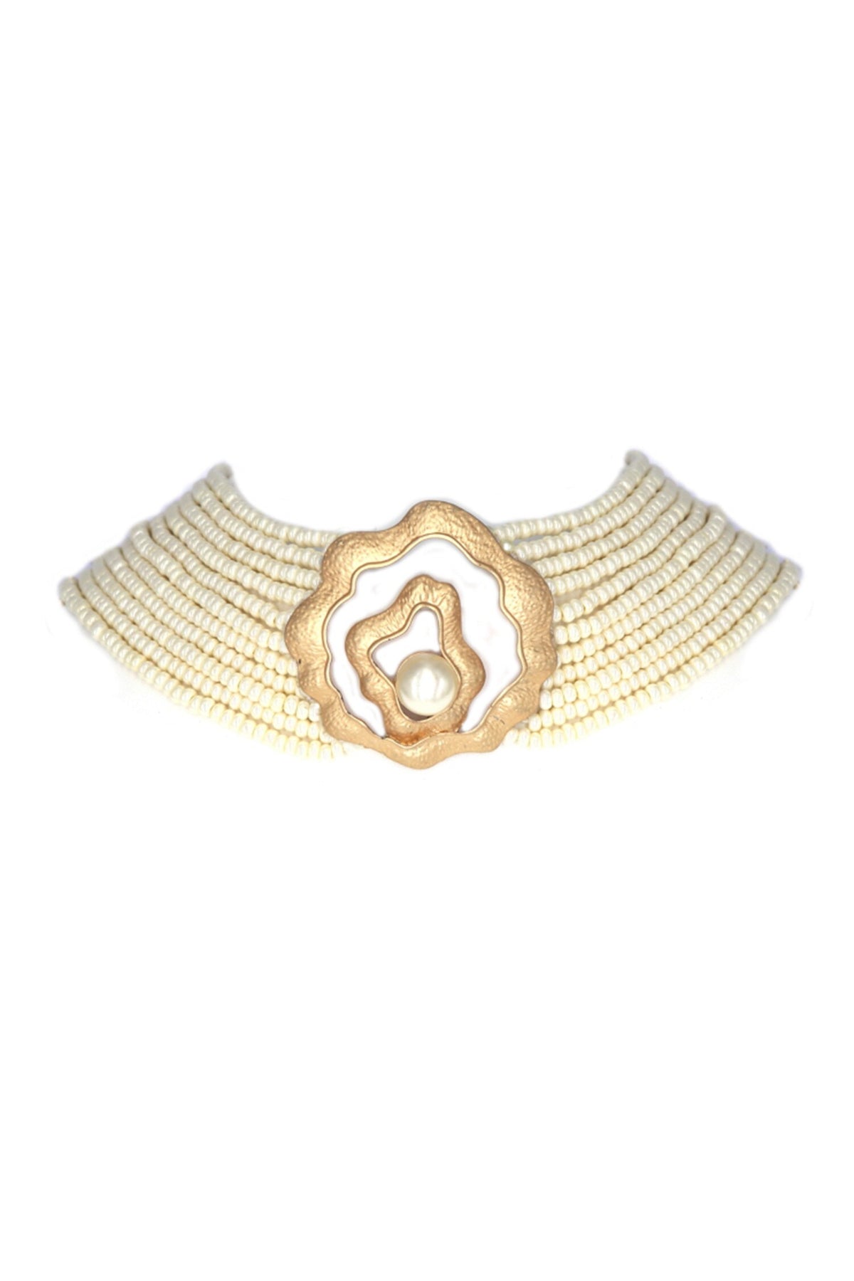Abstract Brooch Pearl Choker 