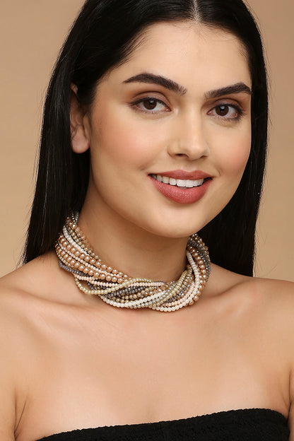 Glass Pearls Twisted Choker 