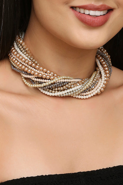 Glass Pearls Twisted Choker 