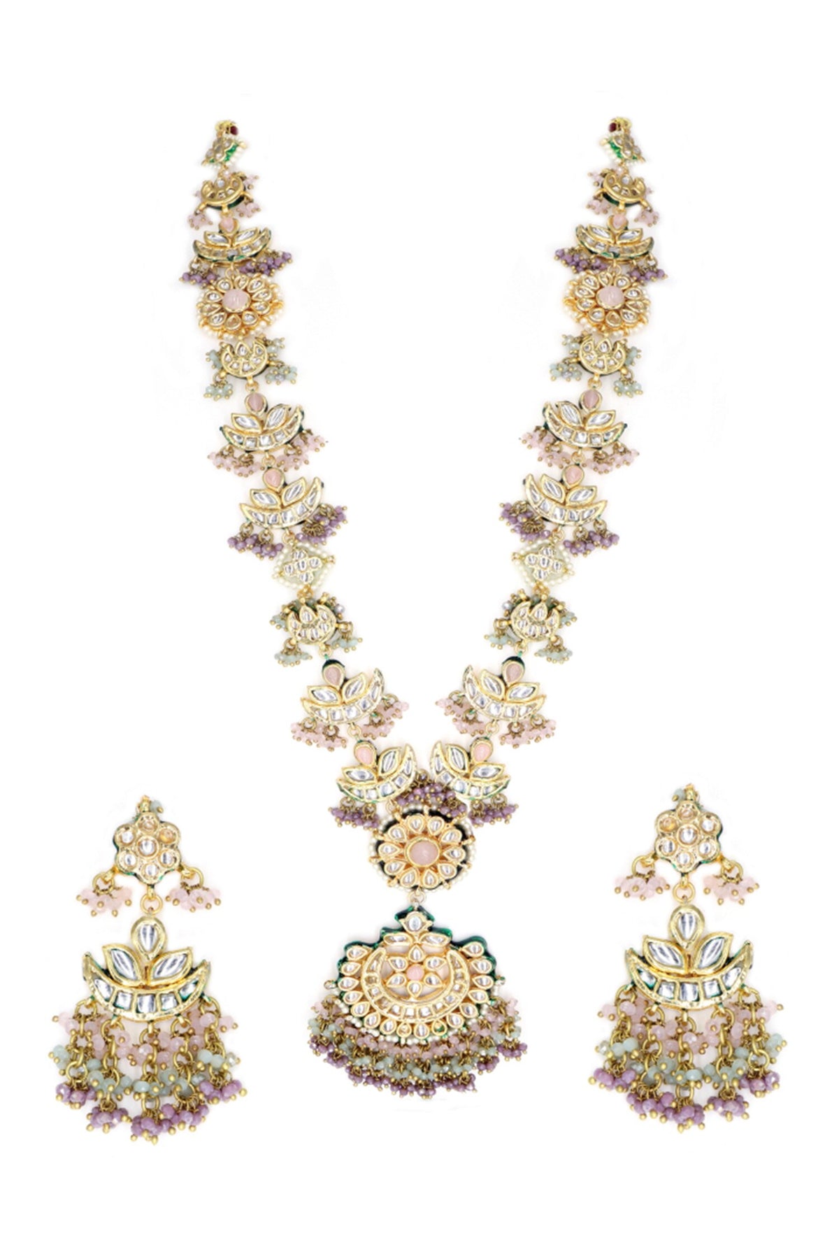 Flower Cutwork Stone Necklace Set 