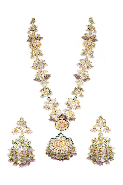 Flower Cutwork Stone Necklace Set 