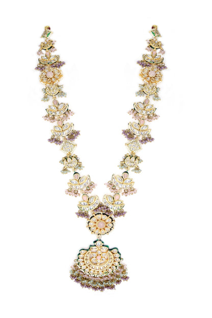 Flower Cutwork Stone Necklace Set 