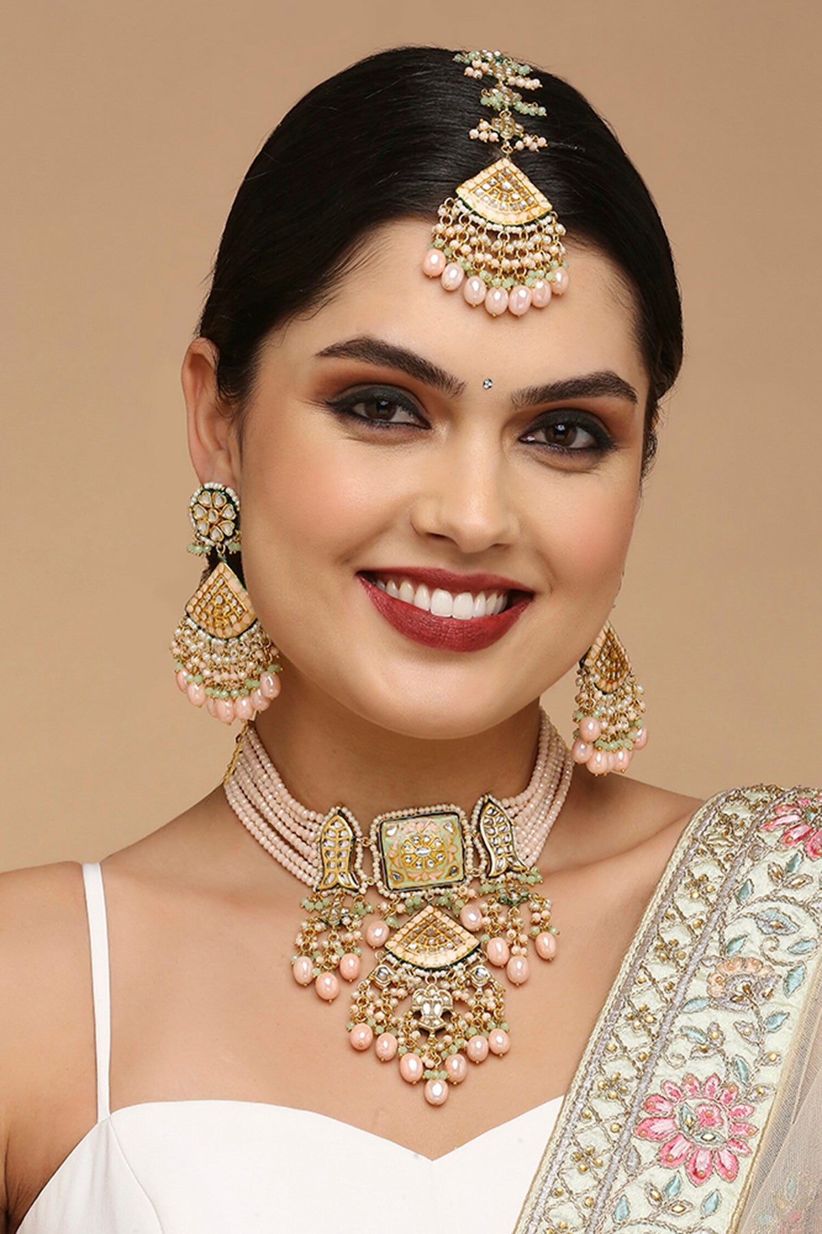 Semi Precious Stone Embellished Jewellery Set 