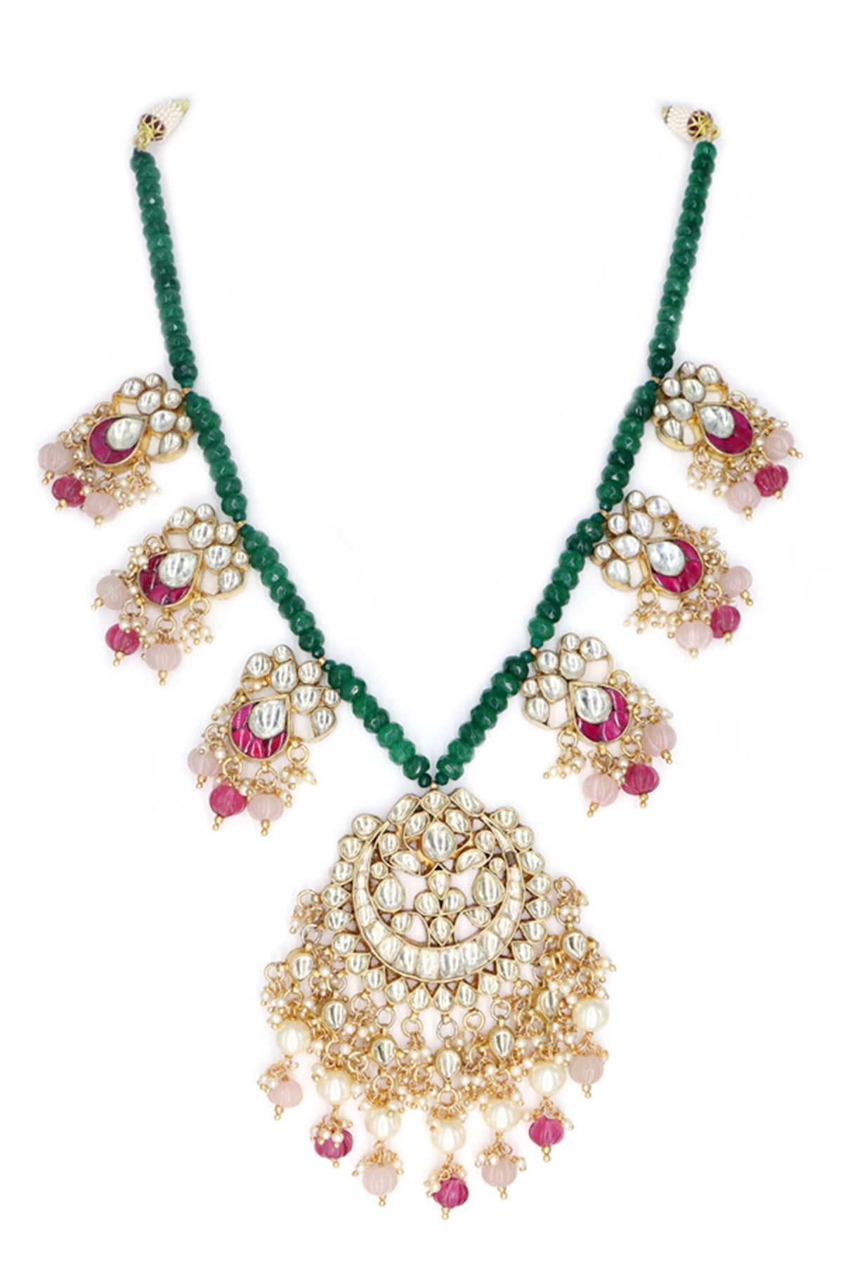 Flower Cut Work Embellished Necklace Set 