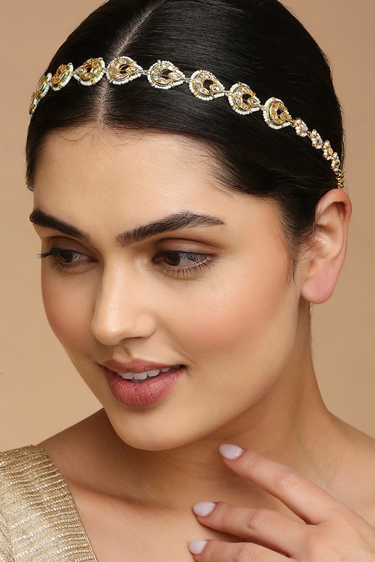 Crescent Embellished Mathapatti 