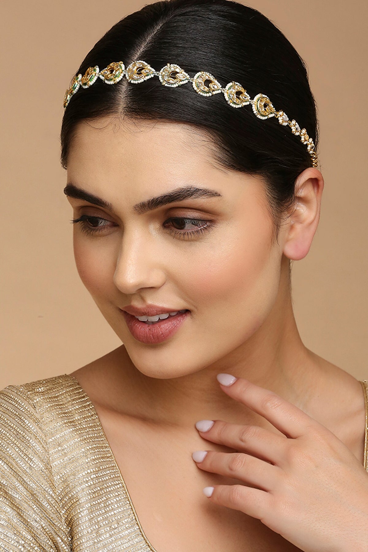 Crescent Embellished Mathapatti 