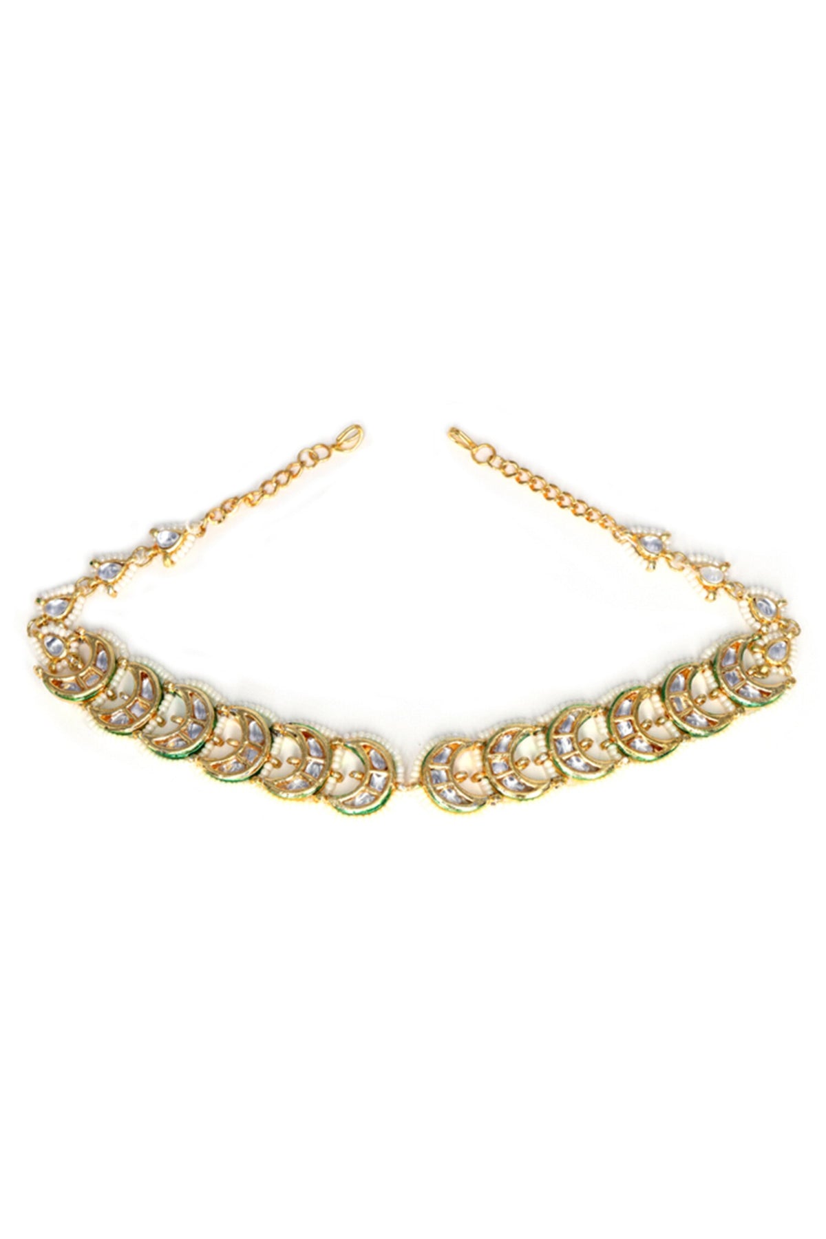 Crescent Cut Work Embellished Mathapatti 