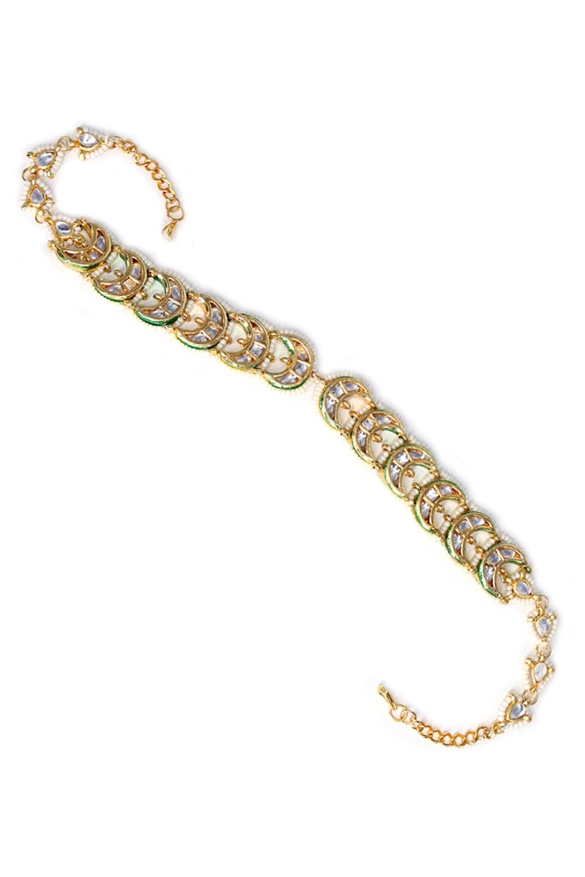 Crescent Cut Work Embellished Mathapatti 