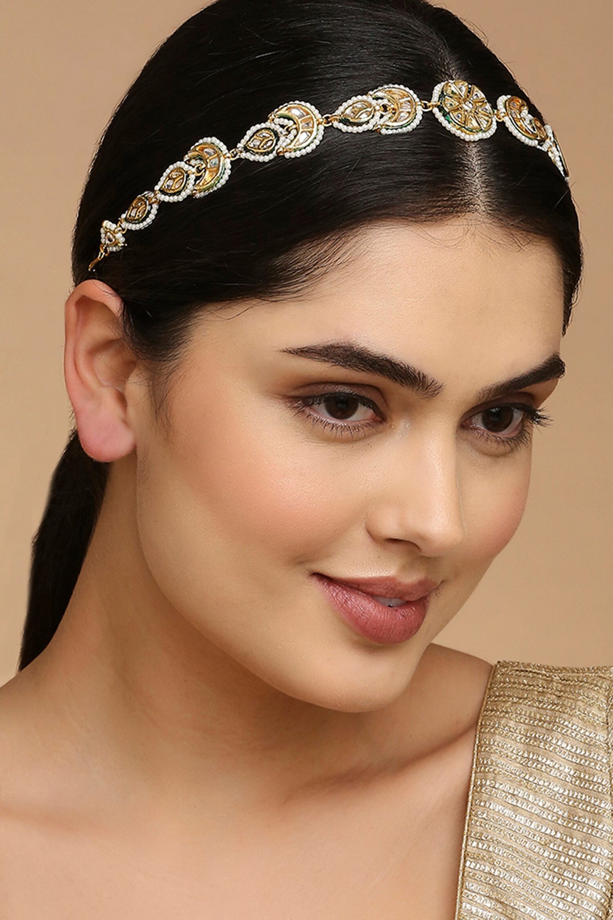 Floral Cut Work Embellished Mathapatti 