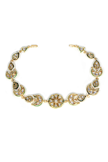 Floral Cut Work Embellished Mathapatti 