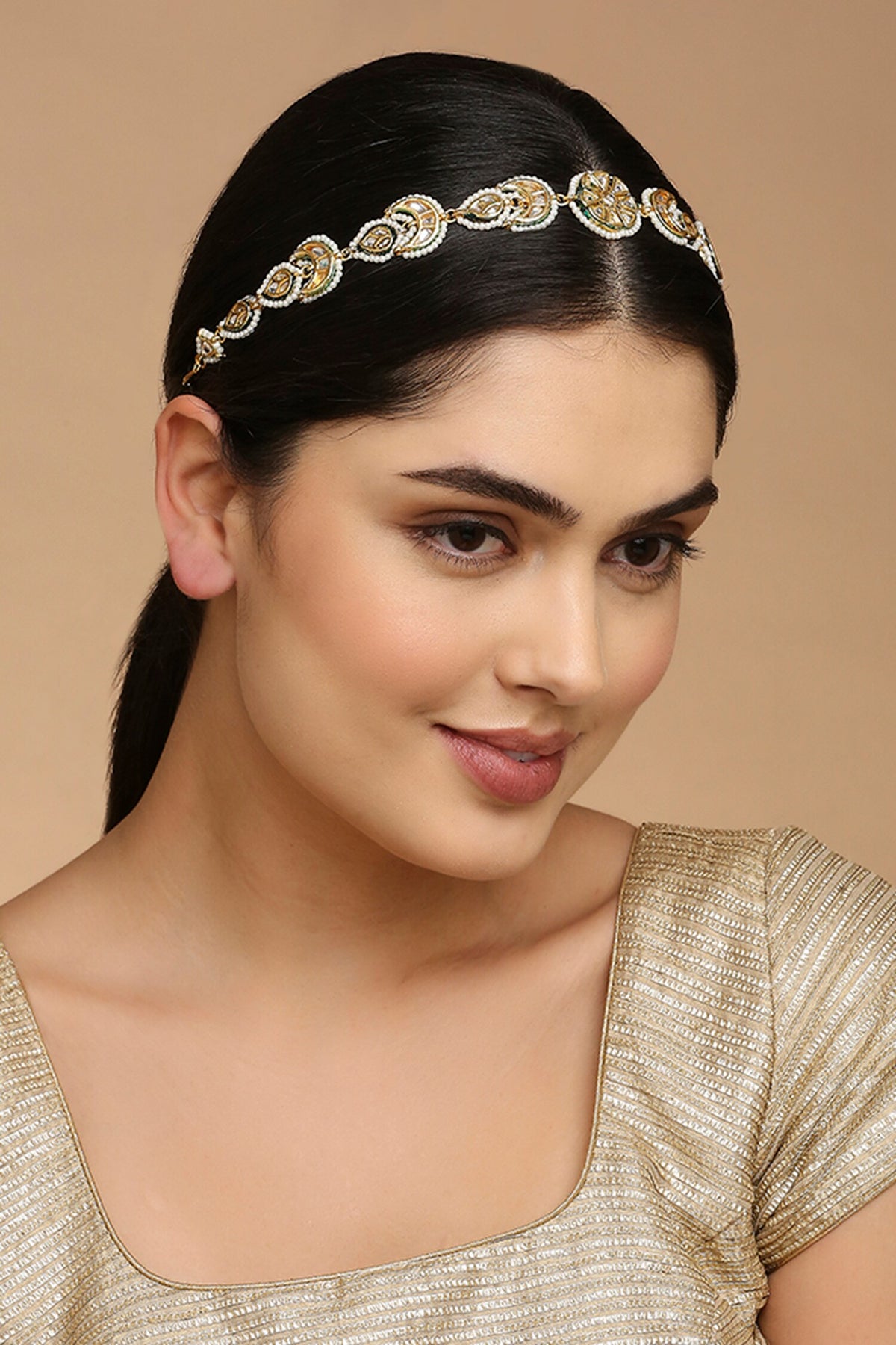 Floral Cut Work Embellished Mathapatti 