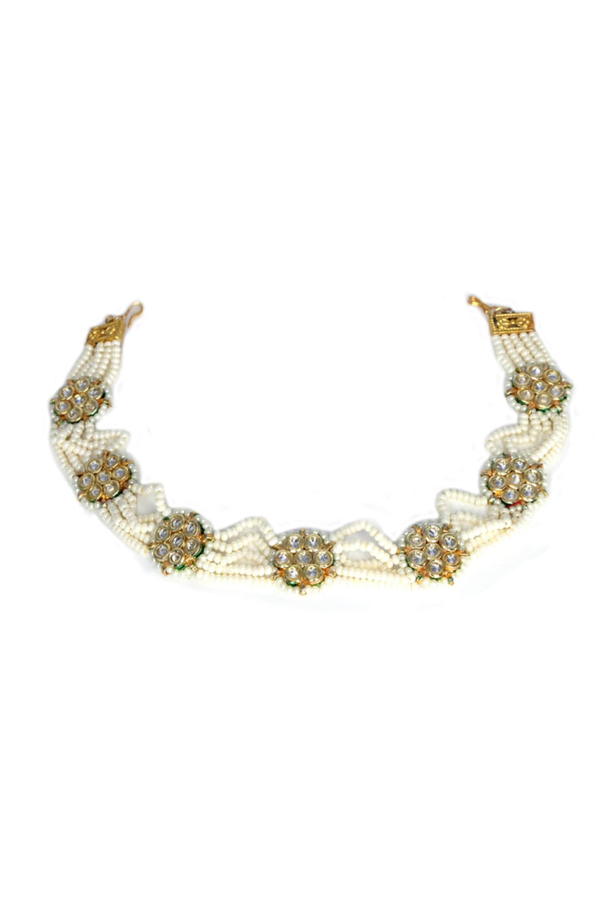 Pearl Embellished Floral Mathapatti 