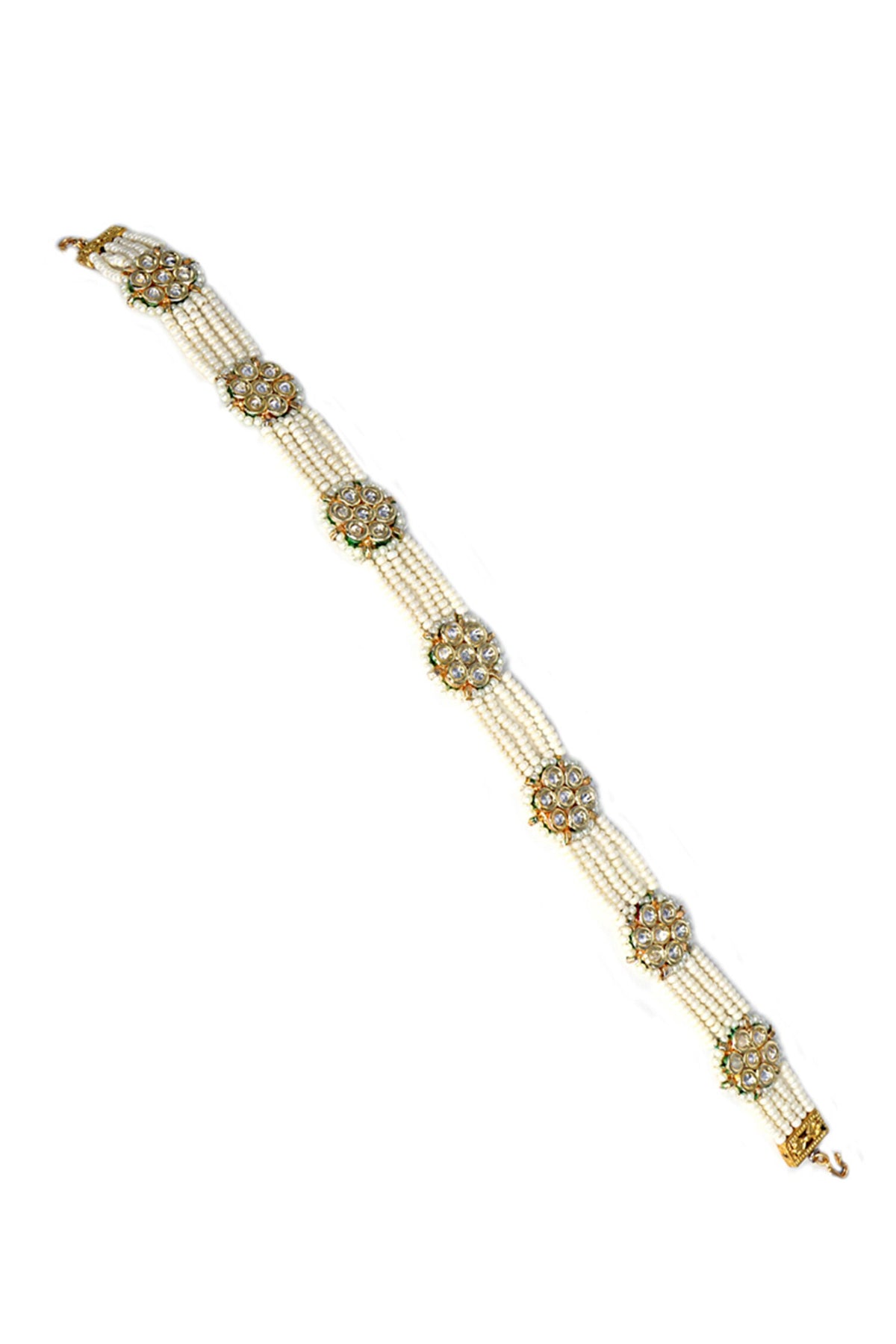 Pearl Embellished Floral Mathapatti 