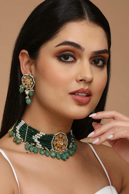 Stone Embellished Choker Necklace Set 