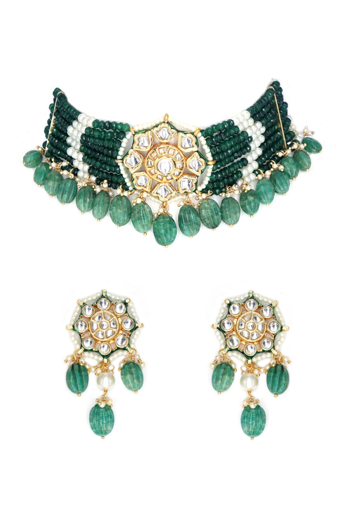 Stone Embellished Choker Necklace Set 