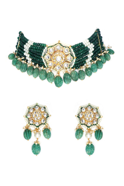 Stone Embellished Choker Necklace Set 