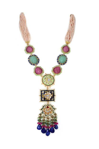 Cut Work Embellished Pendant Necklace 