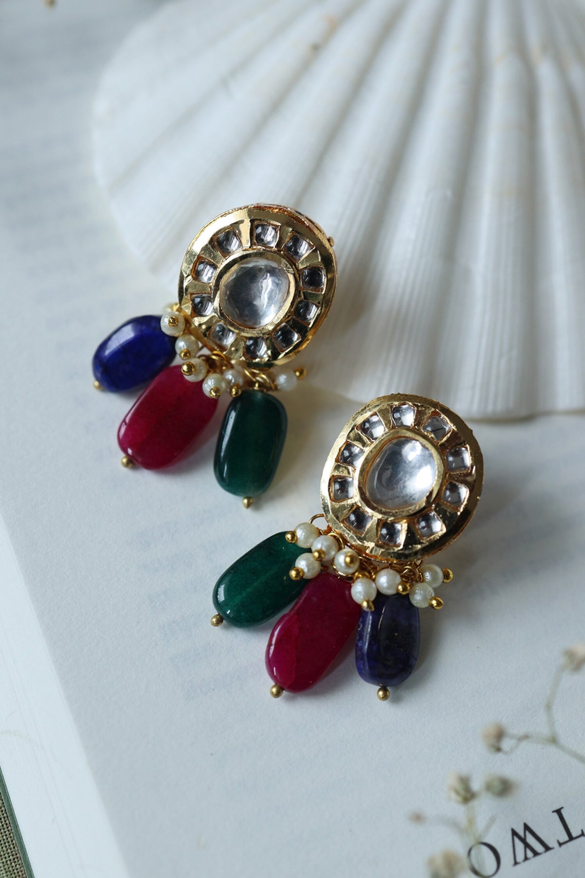 Kundan Encrusted Bead Drop Earrings 
