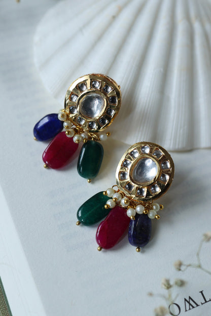 Kundan Encrusted Bead Drop Earrings 