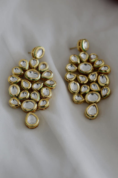Kundan Embellished Floral Pattern Earrings 