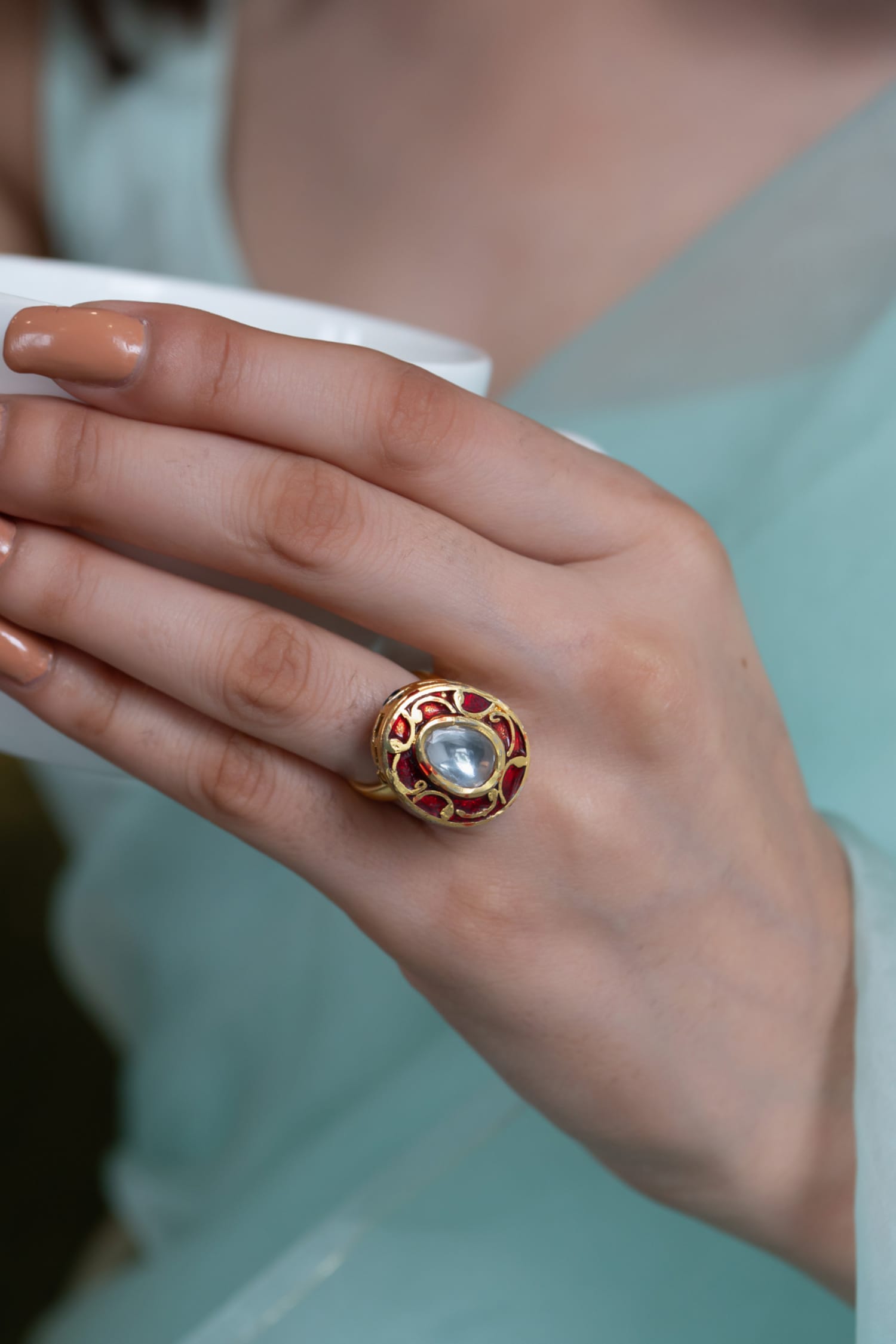 Oblong Carved Work Ring 