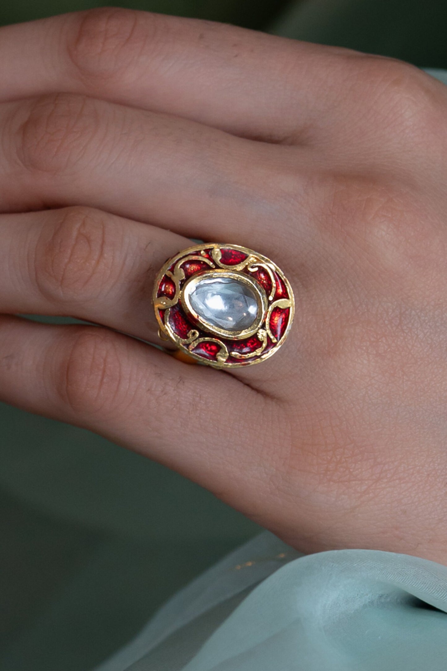 Oblong Carved Work Ring 