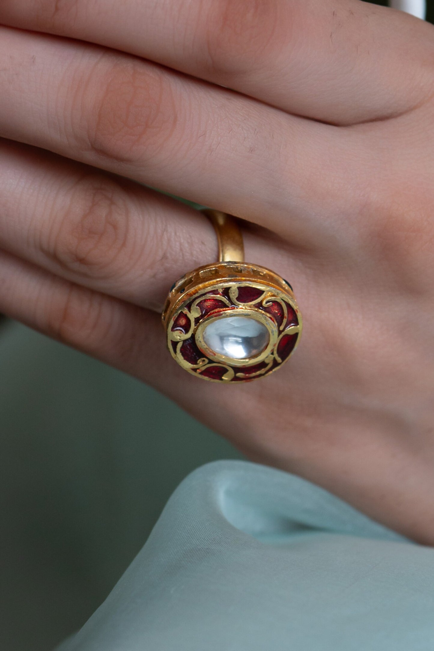Oblong Carved Work Ring 