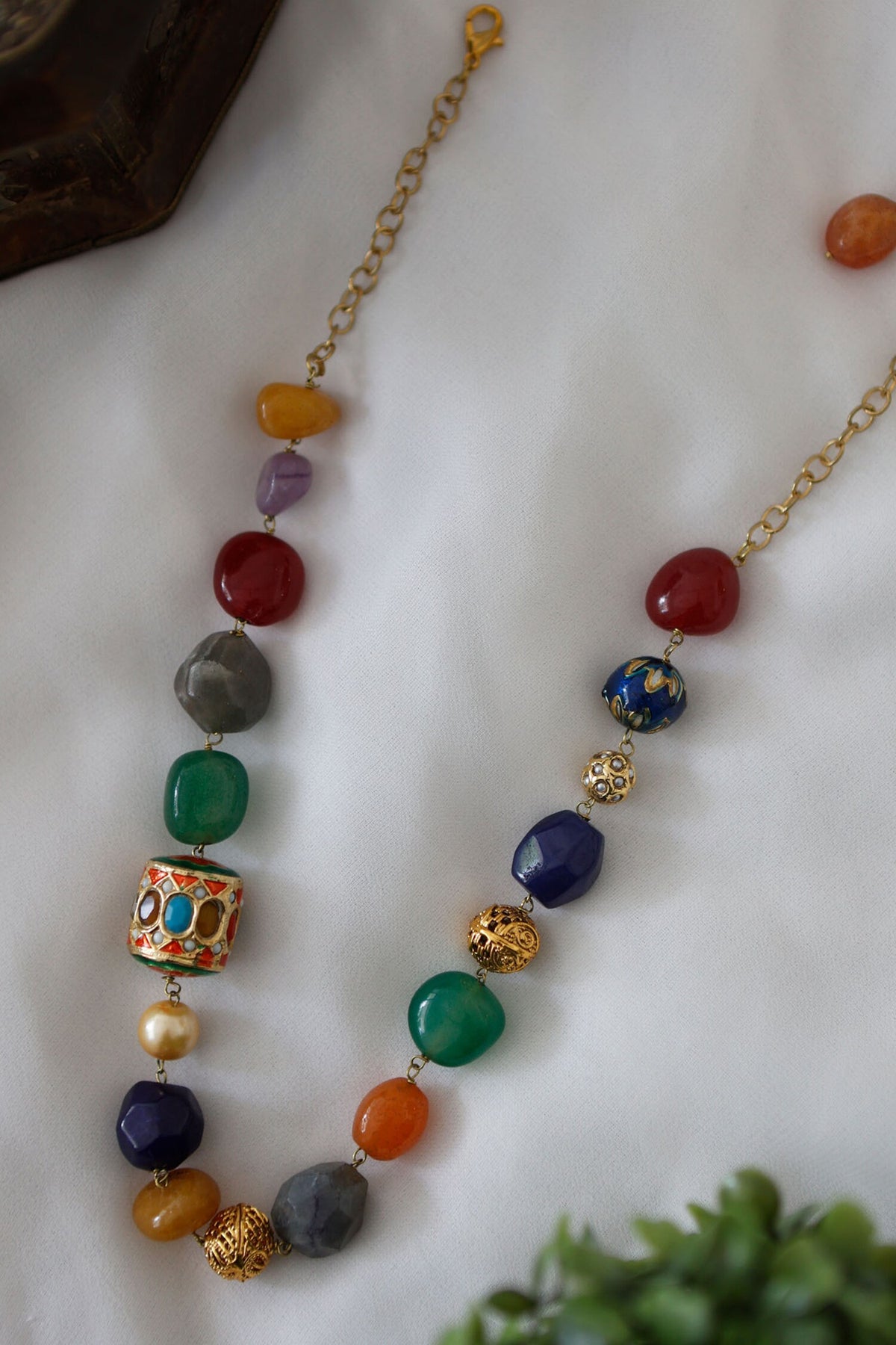 Navratna Stones Embellished Necklace 