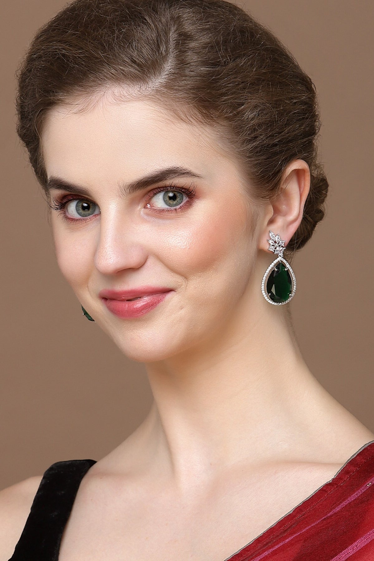 Natural Stone Encrusted Drop Earrings 