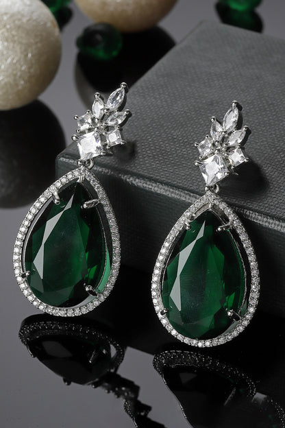 Natural Stone Encrusted Drop Earrings 