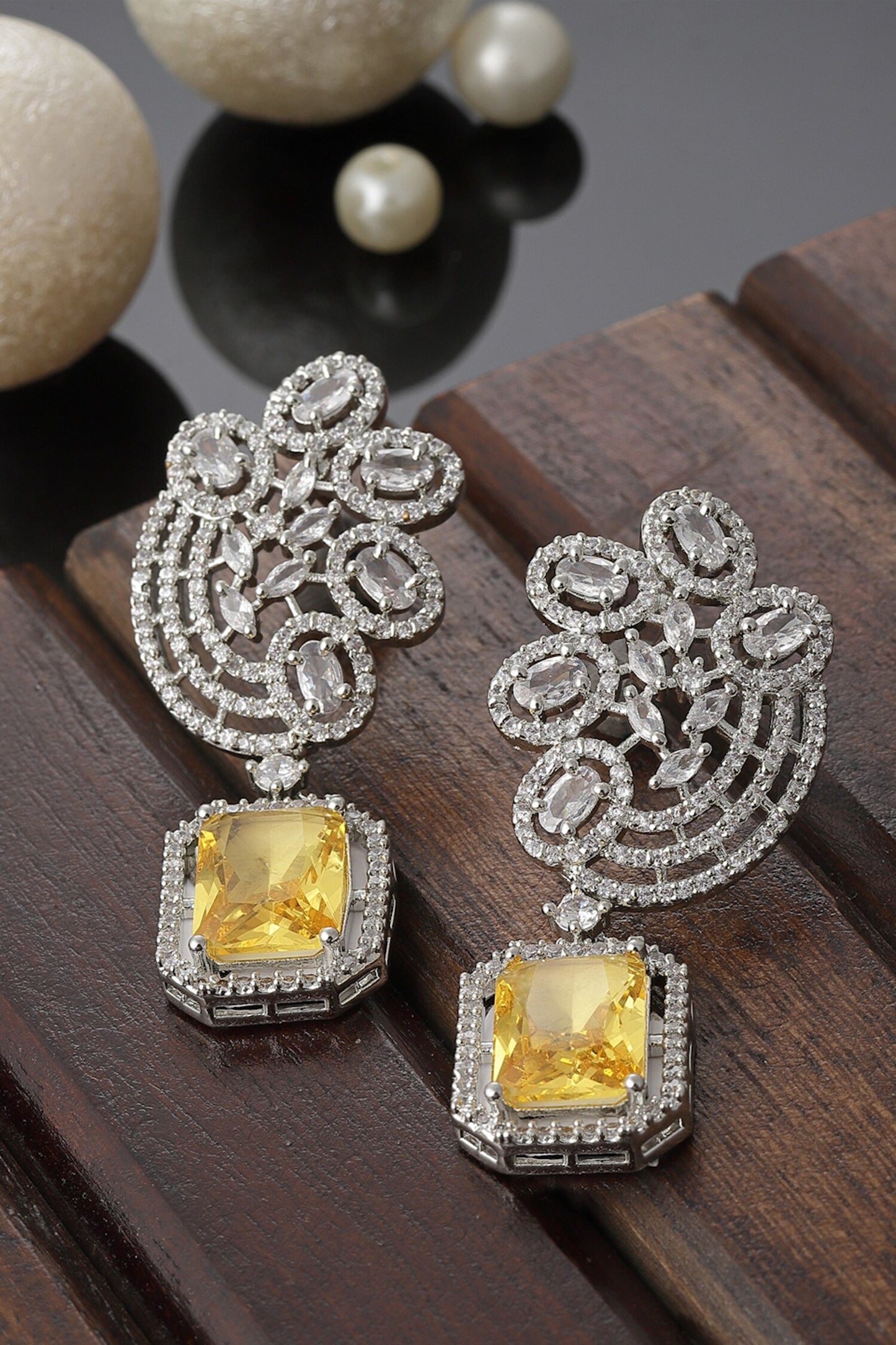 Sapphire Embellished Drop Earrings 