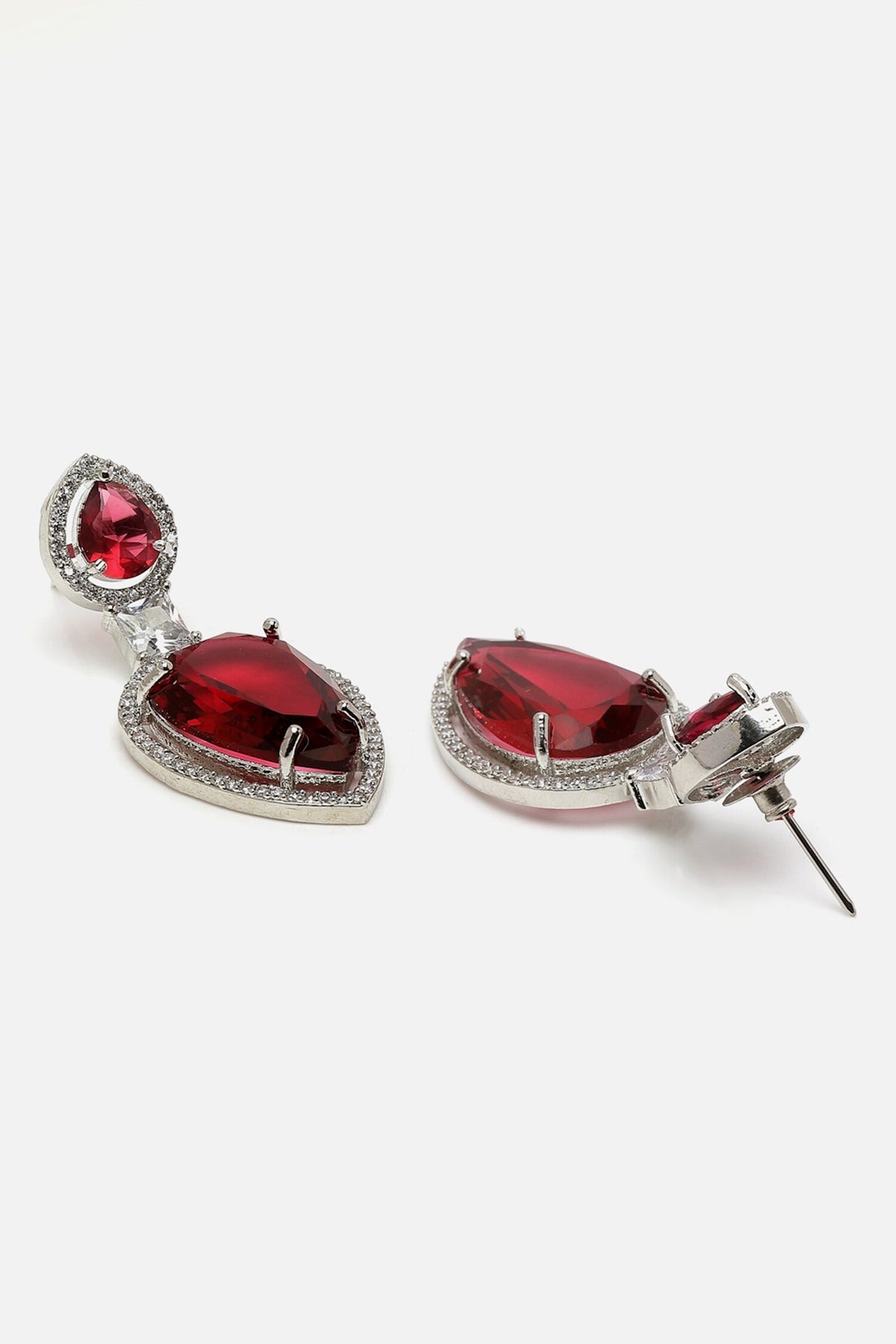 Double Lined Up Stone Encrusted Earrings 