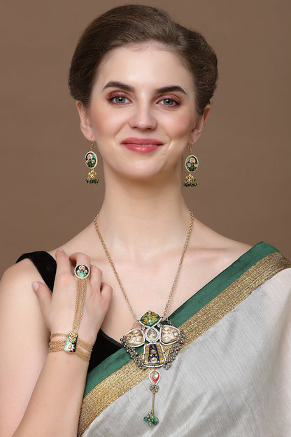 Meenakari Motif Chained Hathphool 