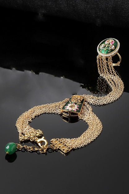Meenakari Motif Chained Hathphool 