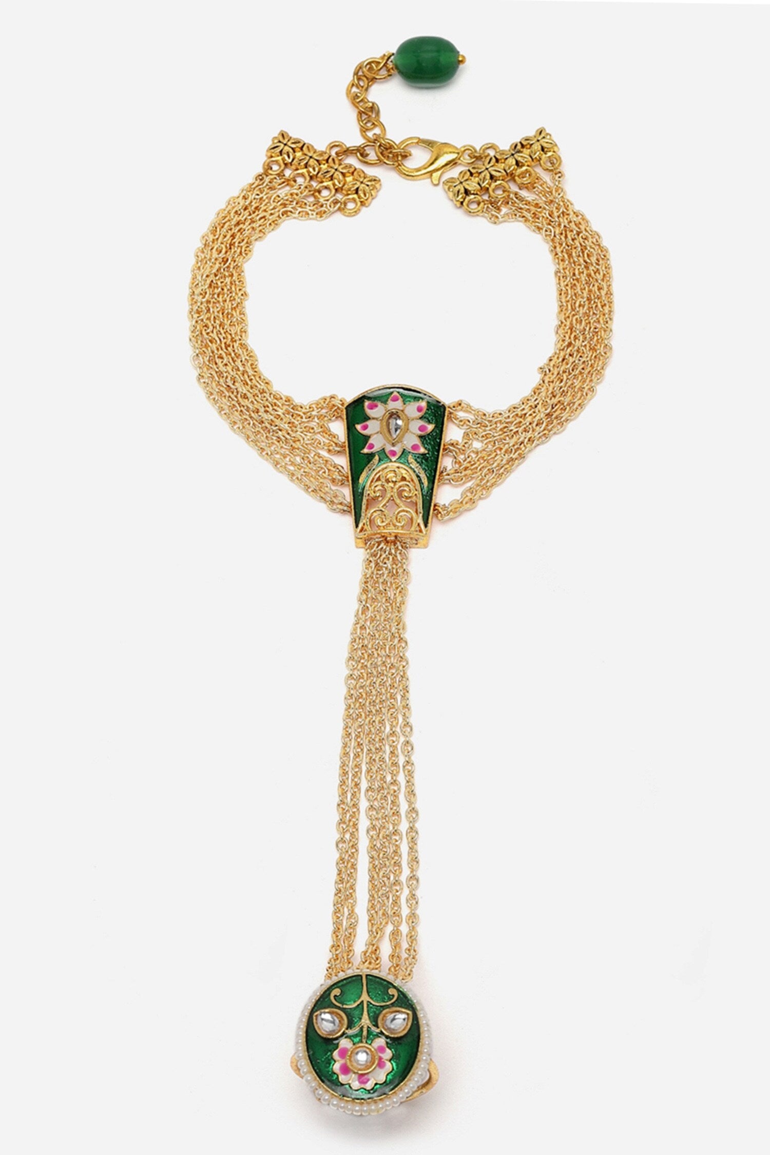 Meenakari Motif Chained Hathphool 