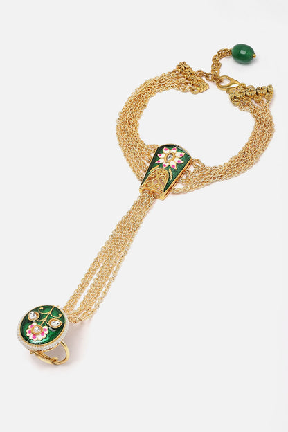 Meenakari Motif Chained Hathphool 