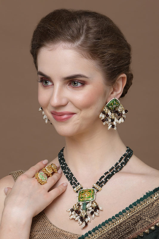 Kundan Embellished Trie Finger Ring 