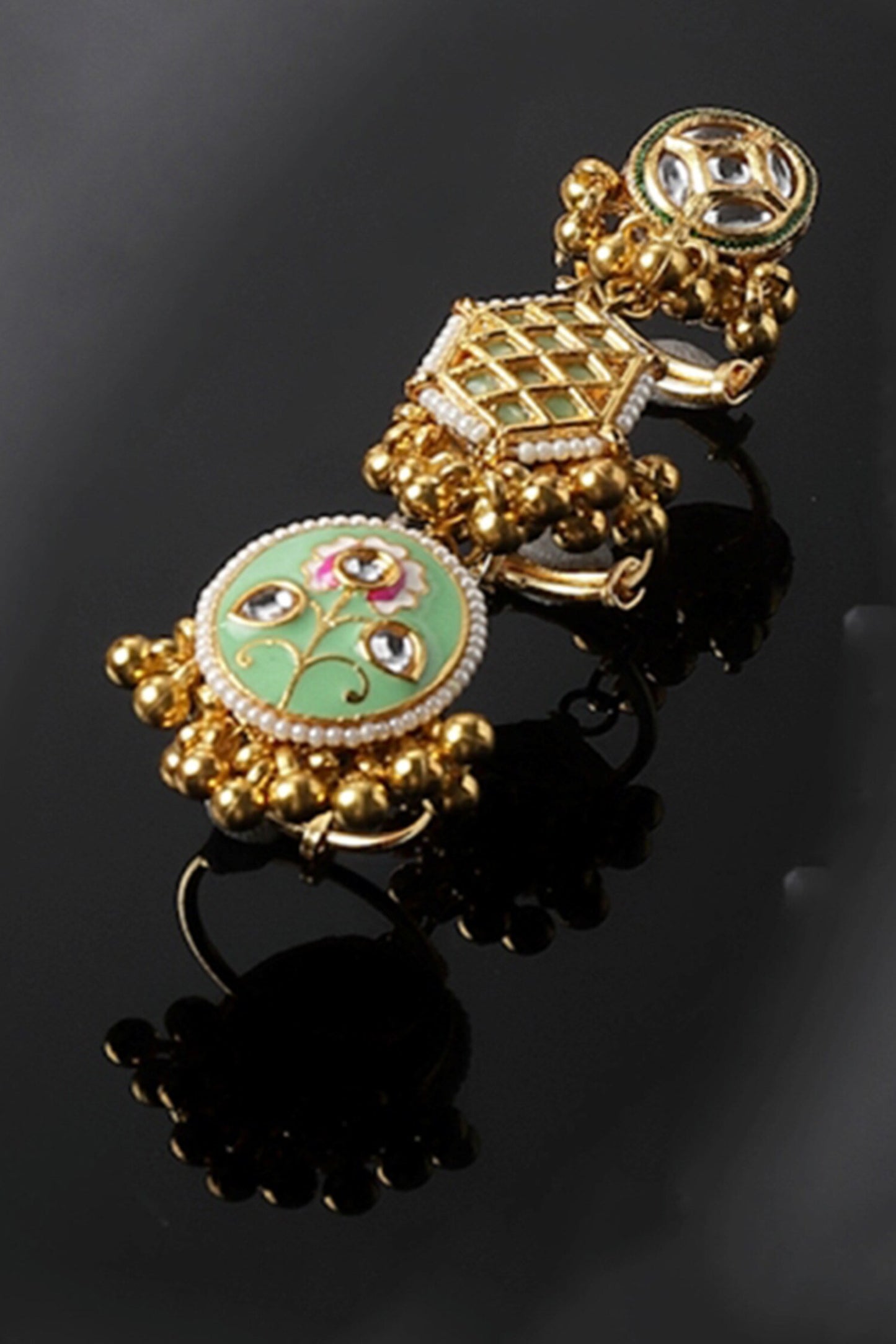 Kundan Embellished Trie Finger Ring 