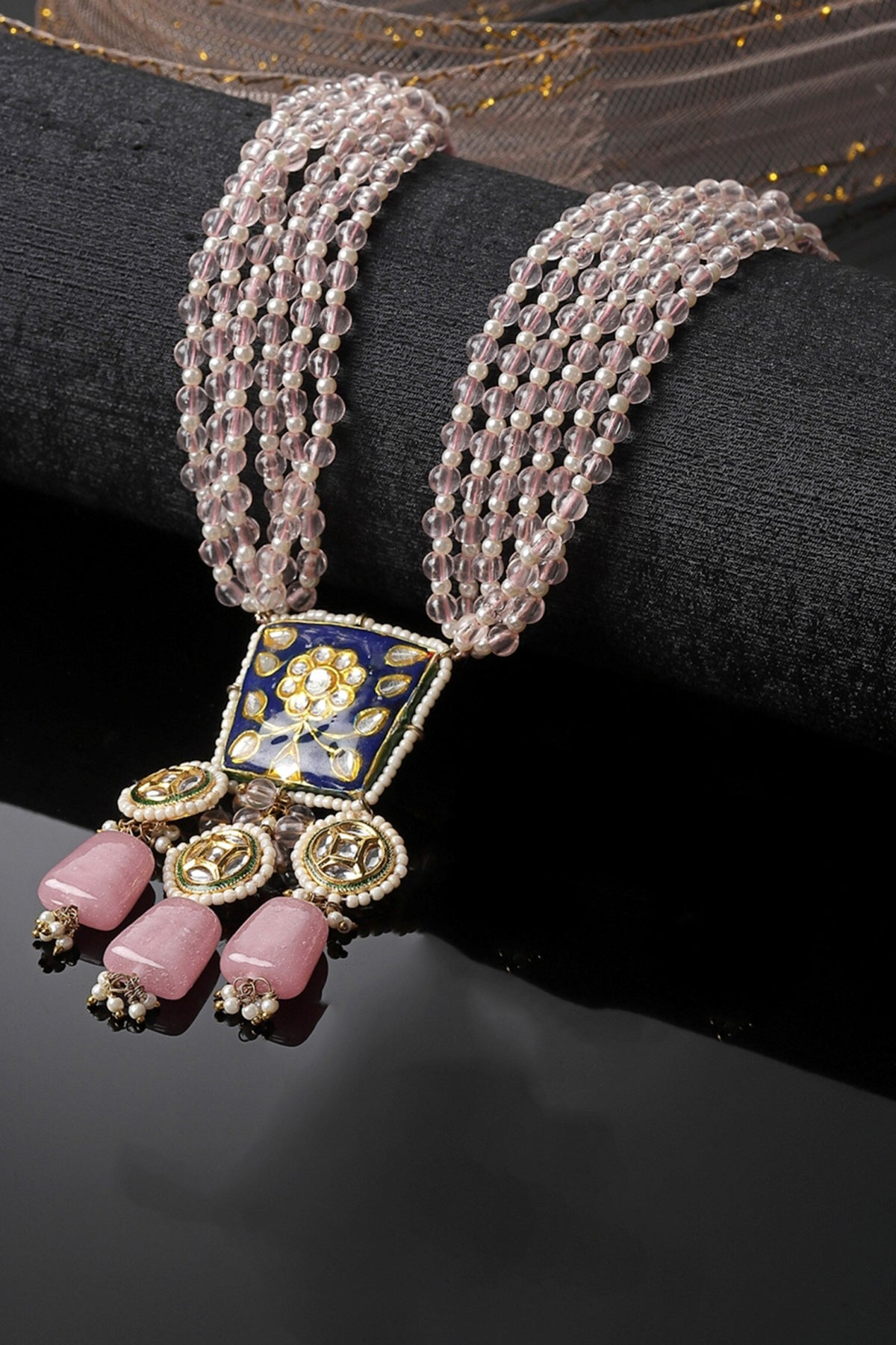 Natural Stone Embellished Pendant Necklace 