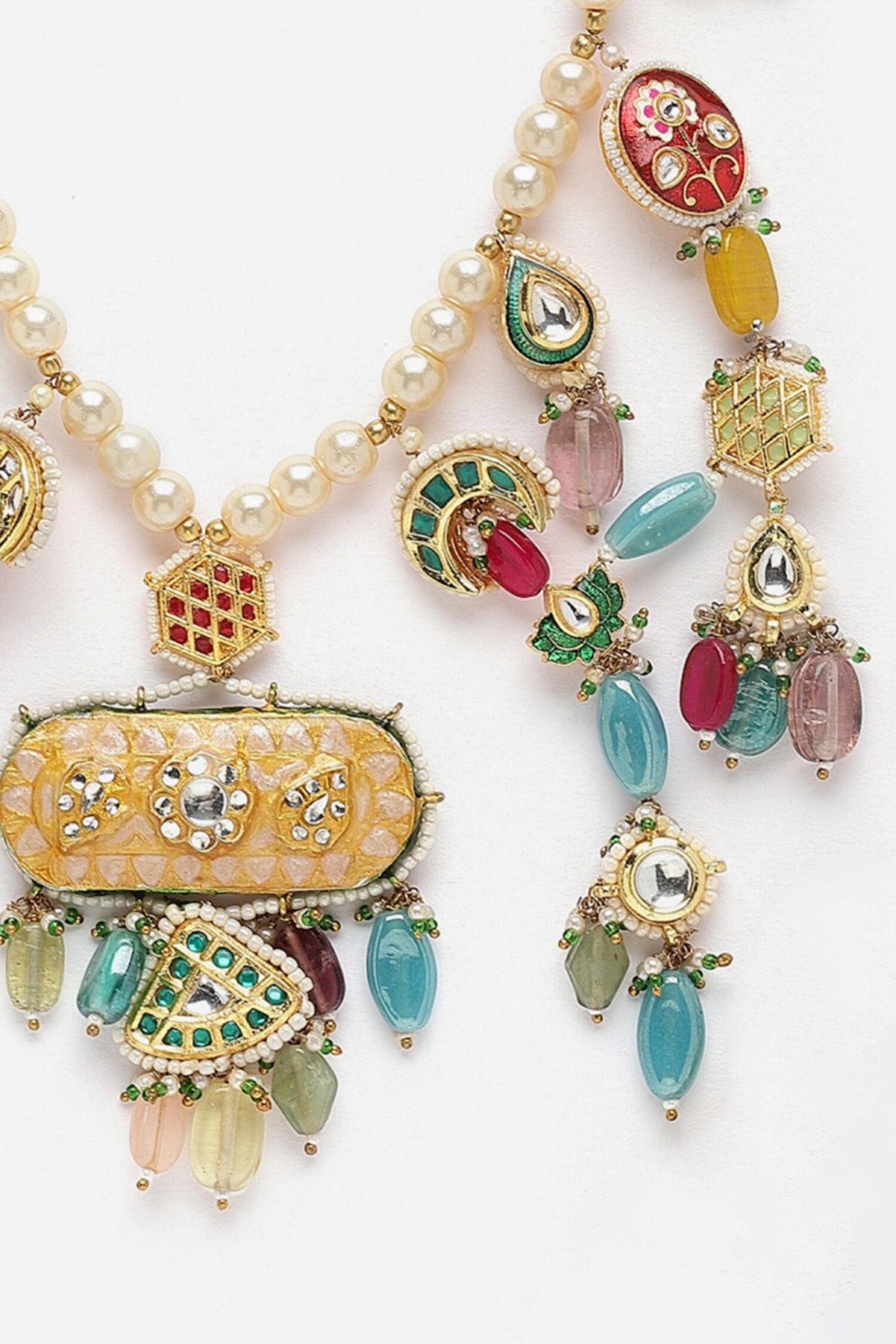 Natural Stone Embellished Pendant Necklace 